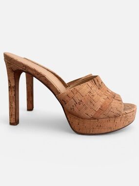 VERONICA BEARD Dali Platform Mule Slide Heels in Natural Cork Sz. 8 M